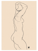 Egon Schiele Naked Woman Backview. Standing Nude, Facing Right - Art Print